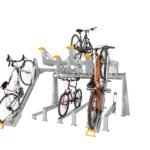 Bikes in double tier bike racks