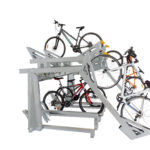 Bikes in double tier bike racks