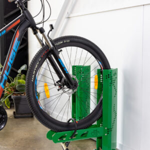 Green vandal resistant bike rack